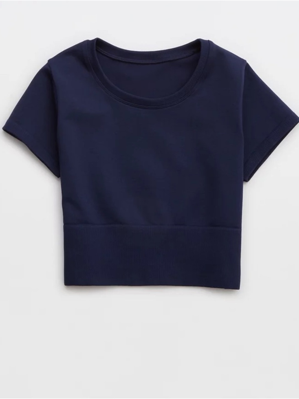 Navy Blue OFFLINE By Aerie Sidewalk Seamless Cropped T-Shirt - Small - Geat Cond